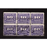 CANADA USED BLOCK OF 10 CENT POSTAGE DUE STAMPS # J14