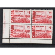 Canada Sc 465b  Plate 2 1971 $1 Oil Field stamp Plate Block of 4 LL mint NH