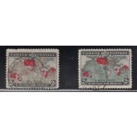 canada Sc 85-86 1898 Map, Christmas stamp set used