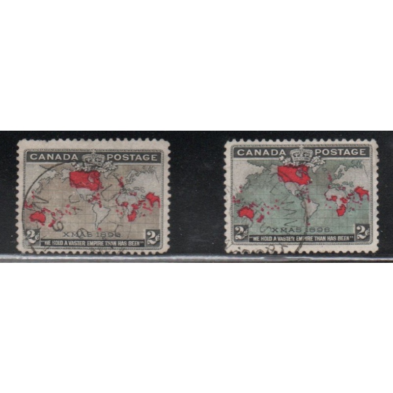 canada Sc 85-86 1898 Map, Christmas stamp set used