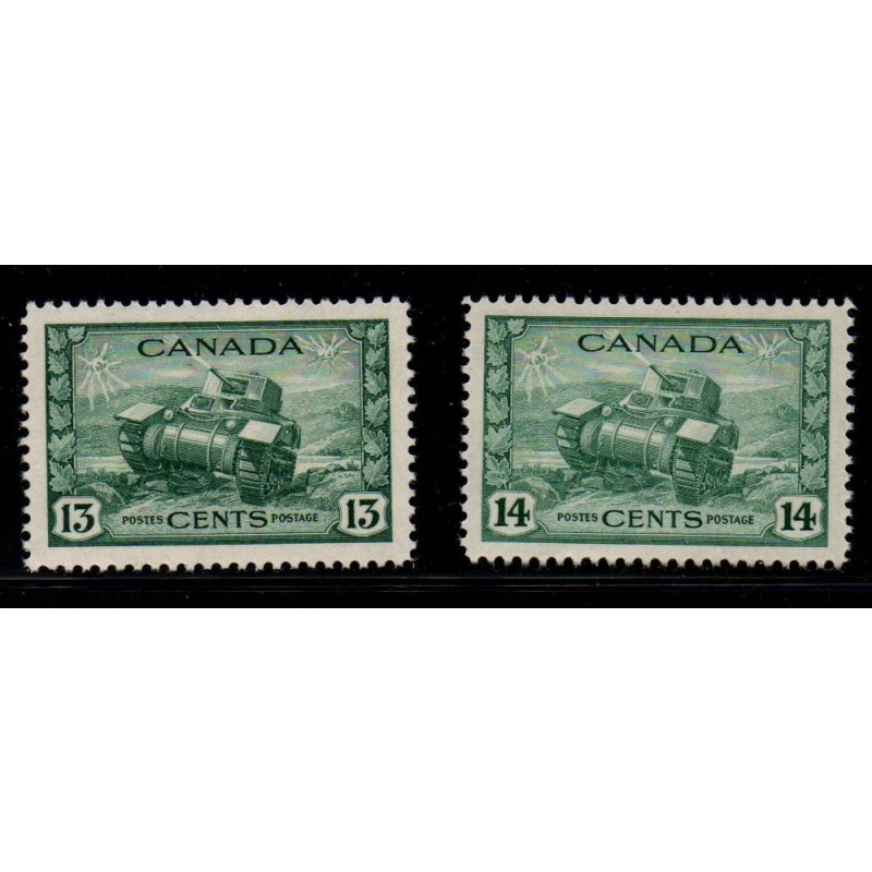 Canada Sc 258-259 1942-3 13 & 14c tank stamps mint NH