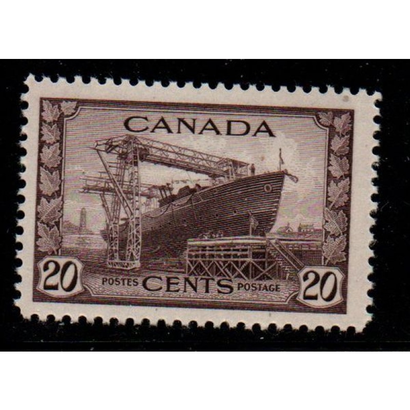 Canada Sc 260 1942 20 cent ship building stamp mint NH