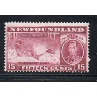 Newfoundland Sc 239 1937 15c G VI & Seal stamp mint