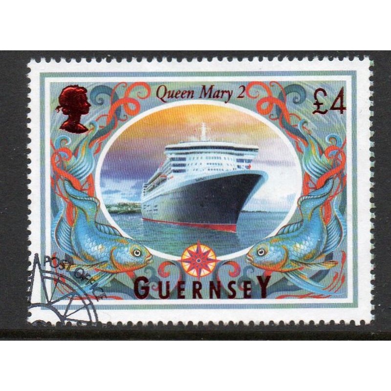 Guernsey Sc 867 2005 £4 Queen Mary 2 stamp used