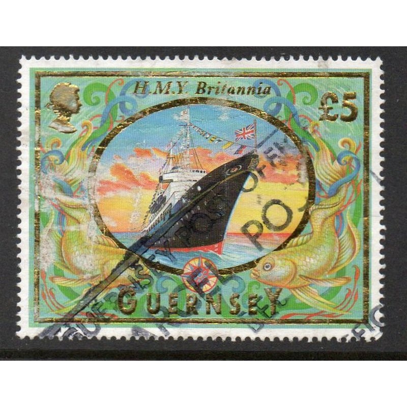 Guernsey Sc 663 1998 £5 Yacht Britannia stamp used