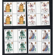 Great Britain Sc 790-93 1976 Cultural Traditions stamp set in gutter blocks of 4  mint NH