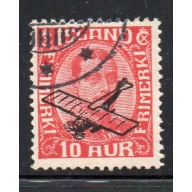 Iceland Sc C1 1928 10 Aur Christian X stamp airplane overprint stamp used