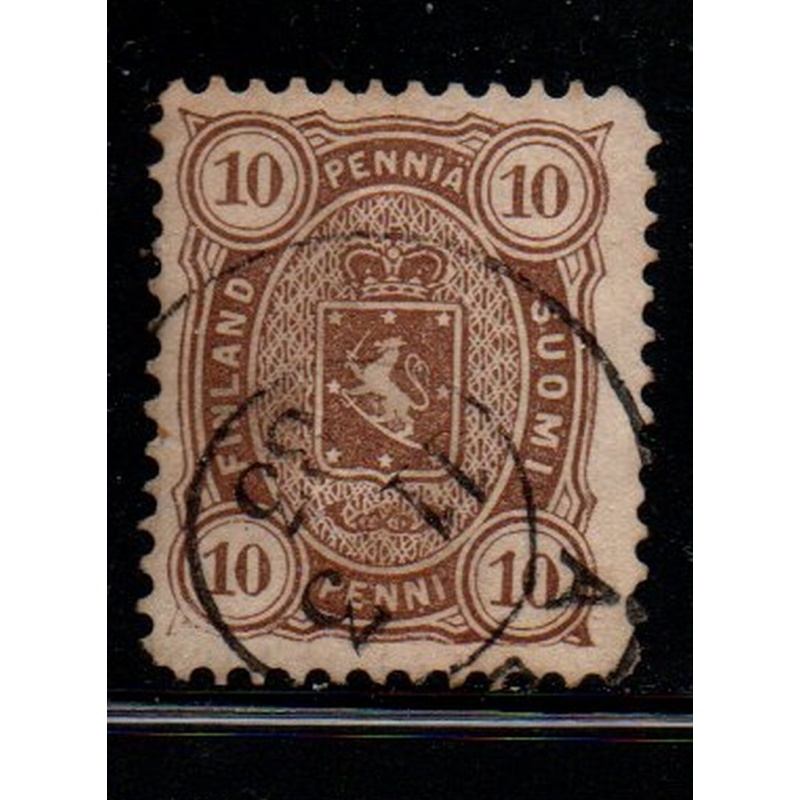 Finland Sc 27 1881 10p brown Coat of Arms stamp used