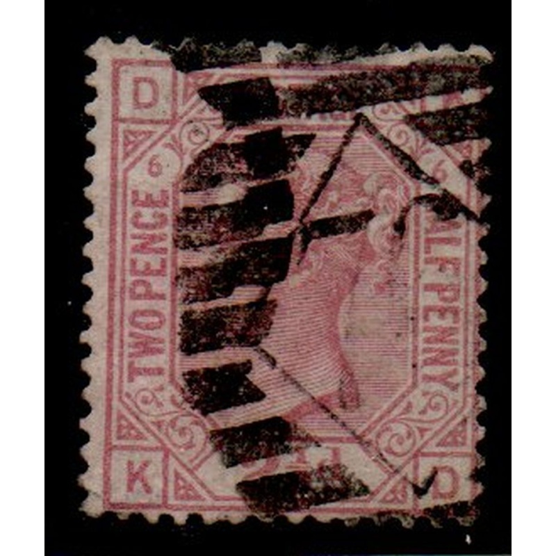 Great Britain Sc 67, plate 6 1867 2 1/2d claret Victoria stamp used