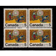 Canada USC 522i 1970 5 c Christmas Centre block of 4 mint NH