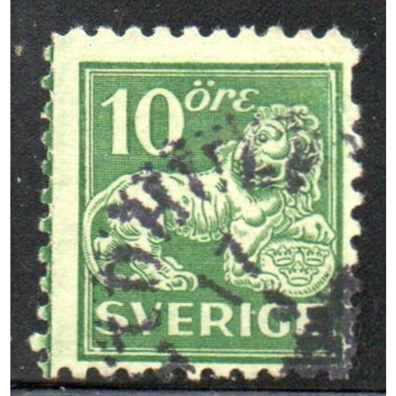 Sweden Sc 127 1921 10 oe green Lion stamp used