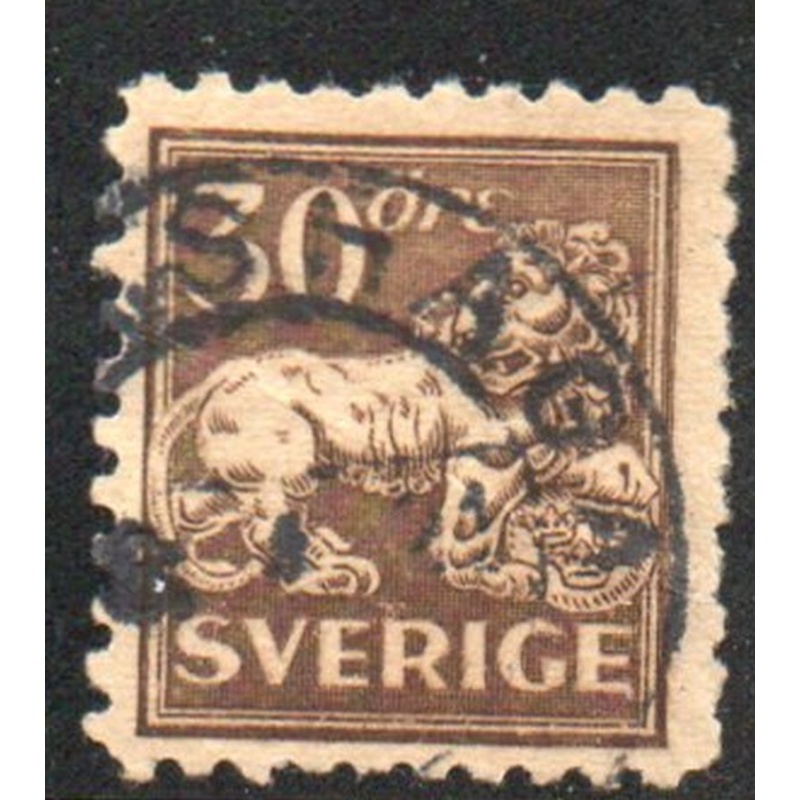 Sweden Sc 129 1920 30 ore brown Lion stamp used