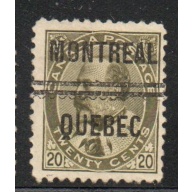Canada Sc 94 1904 20c E VII stamp used Montreal Precancel