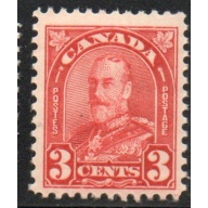Canada Sc 167 1931 3c deep red George V arch issue stamp mint NH