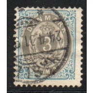 Denmark Sc 41 1895 3 ore blue & gray Royal Emblems stamp  used