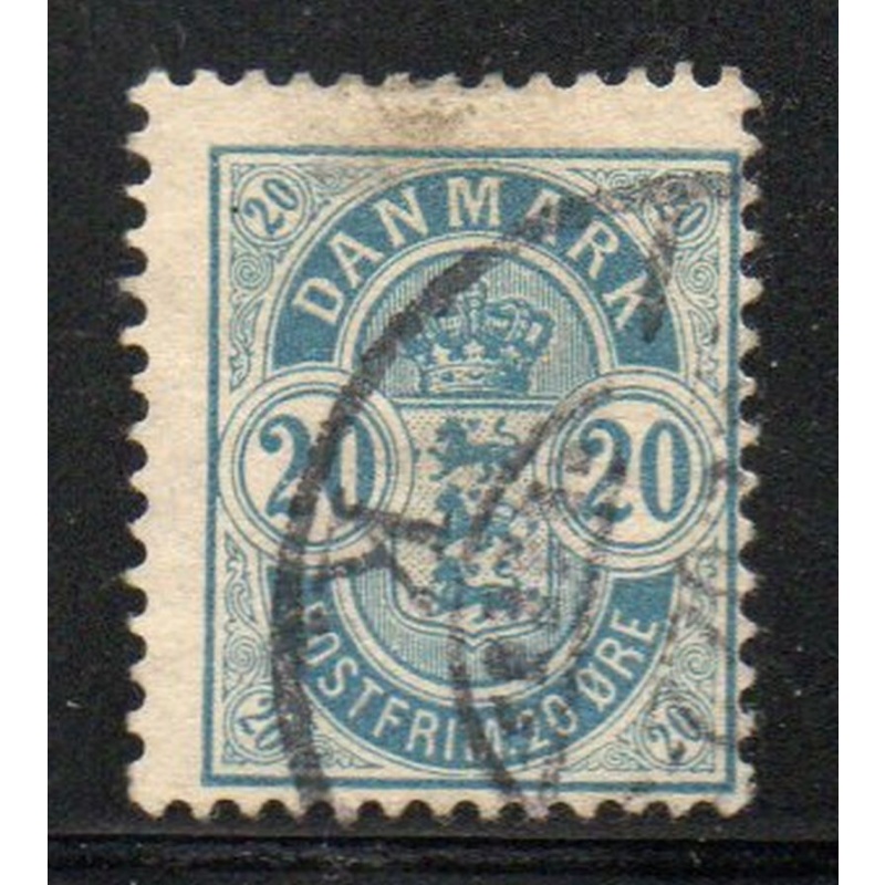 Denmark Sc 48 1895 20 ore blue Arms stamp used