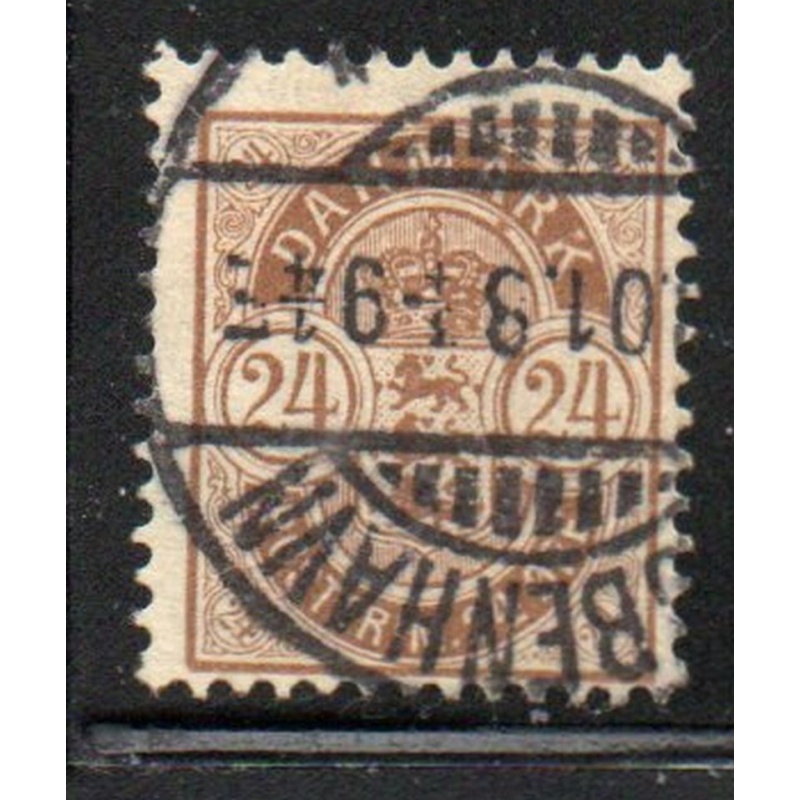 Denmark Sc 49 1901 24 ore brown stamp  used