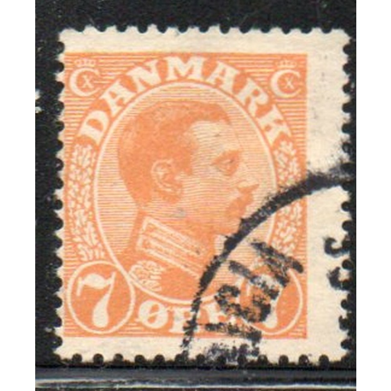 Denmark Sc 98 1918 7 ore orange Christian X stamp used