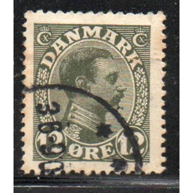 Denmark Sc 101 1918 12 ore gray green Christian X stamp used