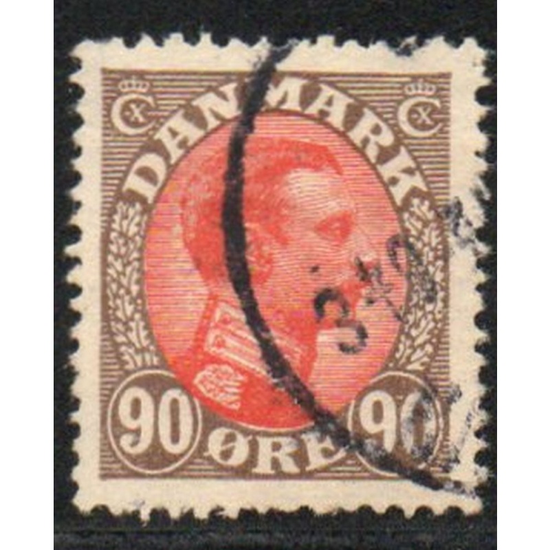 Denmark Sc 127 1920 90 ore brown & red Christian X stamp used