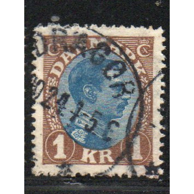 Denmark Sc 128 1922 1 kr brown & blue Christian X stamp used