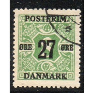 Denmark Sc 148 1918 27 ore overprint on 8 ore  stamp  used