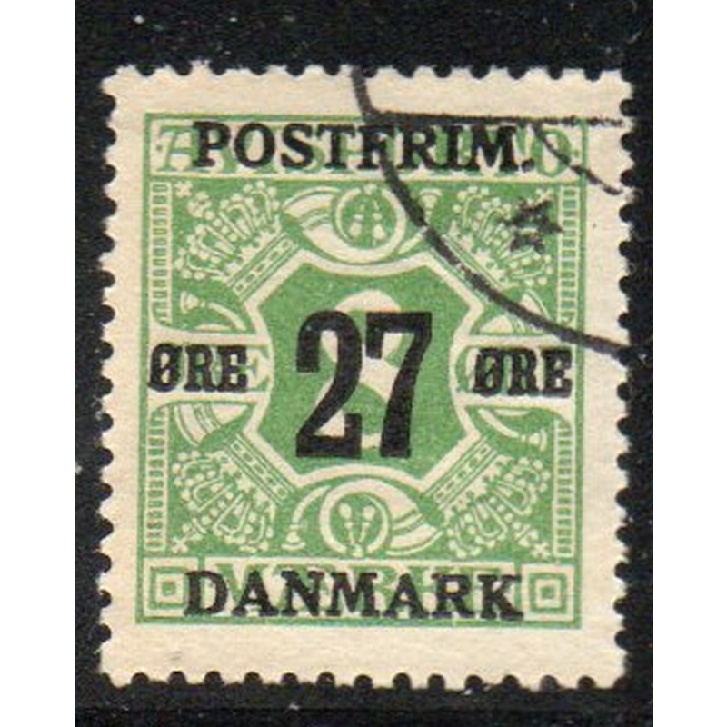 Denmark Sc 148 1918 27 ore overprint on 8 ore  stamp  used