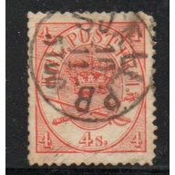 Denmark Sc 13 1869  4 sk red Royal Emblems stamp used