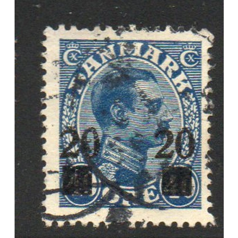 Denmark Sc 177 1926 20 ore overprint on 40 ore Christian X stamp used