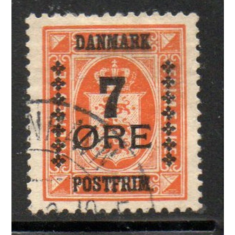 Denmark Sc 185 1926 7 ore overprint on 1 ore Official stamp used