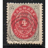 Denmark Sc 18 1870 4 sk gray & carmine Royal Emblems stamp used