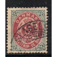 Denmark Sc 29 1875 12 ore slate & dull lake Royal Emblems stamp used