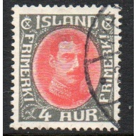 Iceland Sc 110 1920 4 aur gray & red Christian X  stamp used