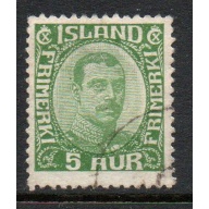 Iceland Sc 111 1920 5 aur green Christian X  stamp used