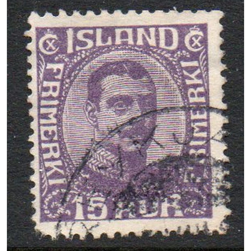 Iceland Sc 117 1920 15 aur violet Christian X  stamp used