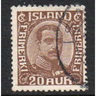 Iceland Sc 1191922 20 aur chocolate Christian X  stamp used