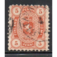 Finland Sc 18 1875 5 p orange Coat of Arms stamp used