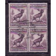 Canada-Newfoundland-Sc#191-used block 5c deep violet Caribou-Die II-1932-7-