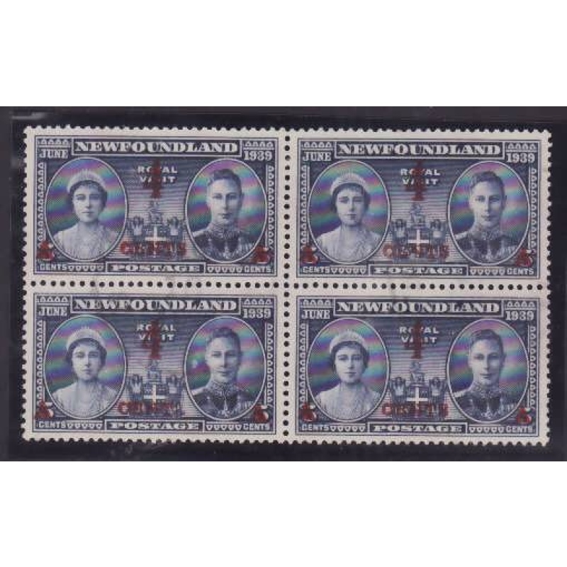 Canada-Newfoundland-Sc#251i-variety "centL" LL stamp-used block 4