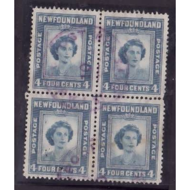 Canada-Newfoundland-Sc#269-used block 4c Princess Elizabeth-1947-used