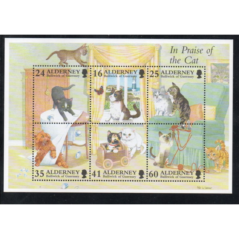 Alderney Sc 97a 1996 1996 Cats stamp sheet mint NH