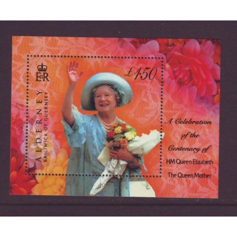 Alderney Sc 154 2000 100th Birthday Queen Mother stamp sheet mint NH