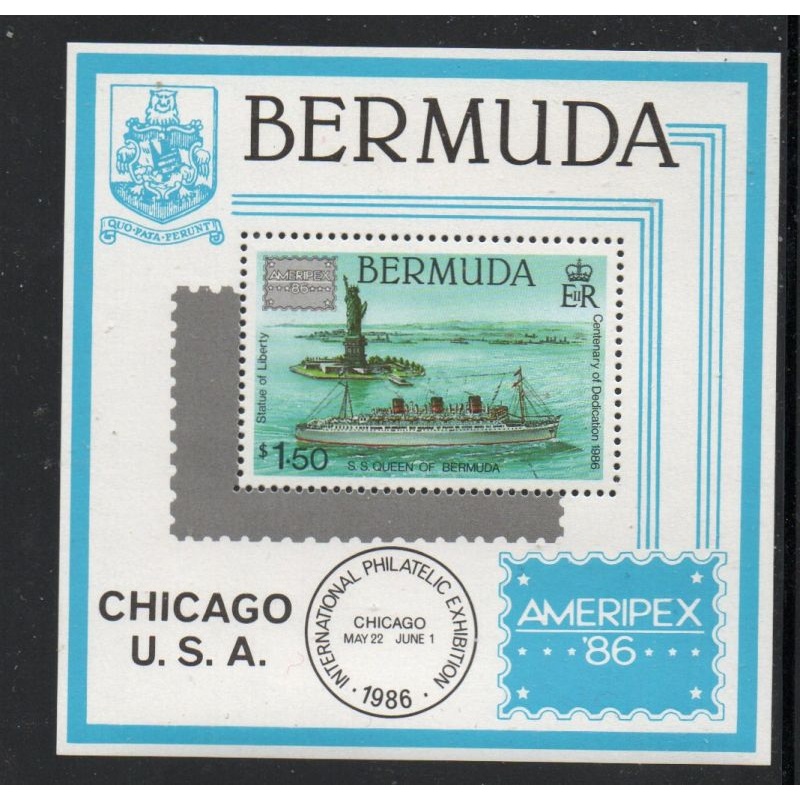 Bermuda Sc 508 1986 AMERIPEX stamp sheet mint NH