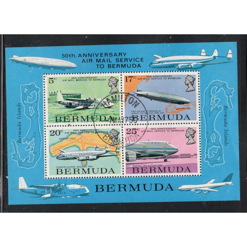 Bermuda Sc 321a 1975 Air Mail Anniversary stamp sheet used