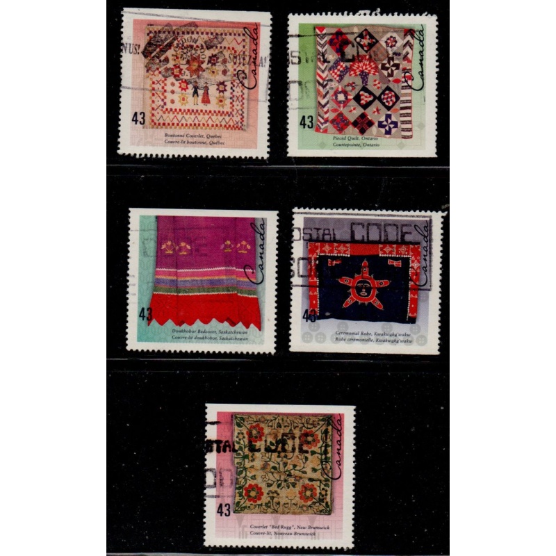 Canada Sc 1461-1465 1992 Quilts stamp set used