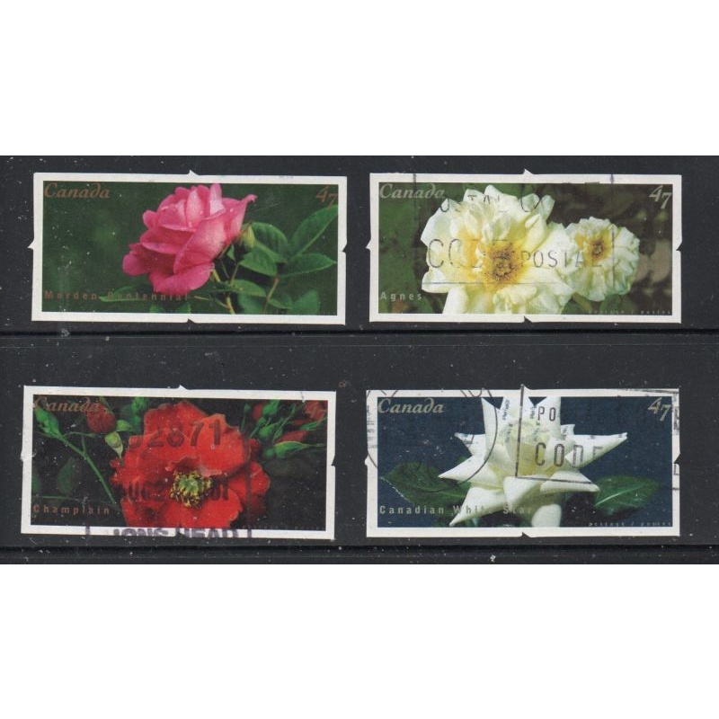 Canada Sc 1911-1914 2001 Roses Die Cut stamp set used