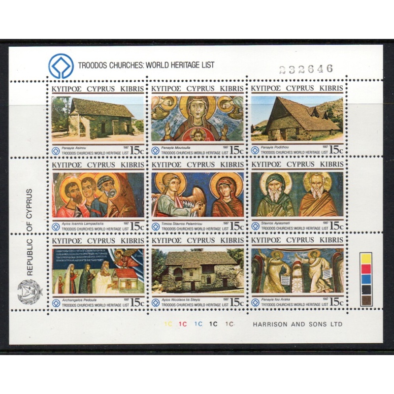 Cyprus Sc 686 1987 Trodos Churches stamp sheet mint NH