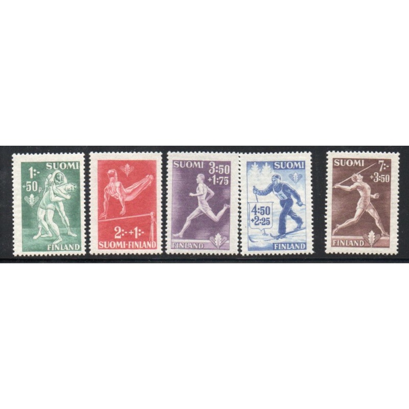 Finland Sc B69-B73 1945 Sports charity stamp set mint NH