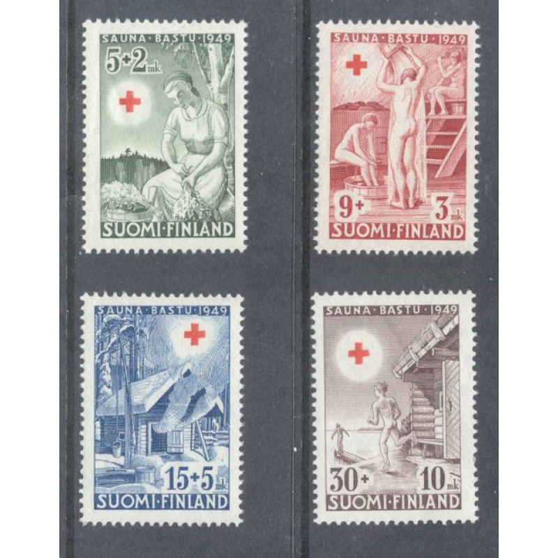 Finland Sc B94-B97 1949 Red Cross, Sauna,  charity stamp set mint NH