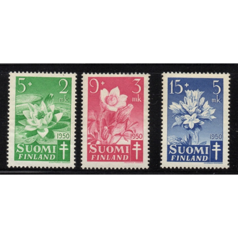 Finland Sc B101-B103 1950 Anti TB, Flowers, charity stamp set mint NH